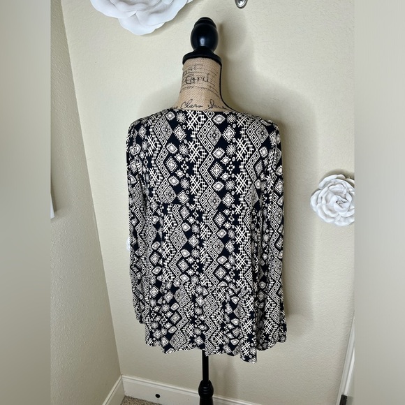 NTM: Savanna Jane Aztec Print Black & Cream Tunic Sz Large - Picture 14 of 16